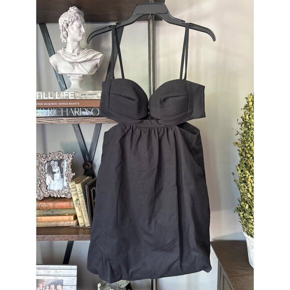 Adriana Degreas Matelasse Cotton Blend Short Dress Black Womens Size Medium - Picture 6 of 11